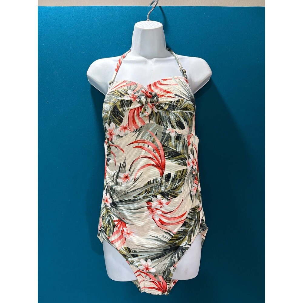 Kona Sol Women's One Piece Swimsuit XL Tropical Floral Palm Leaf Underwire